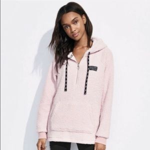 VS Pink fleece half zip with hood